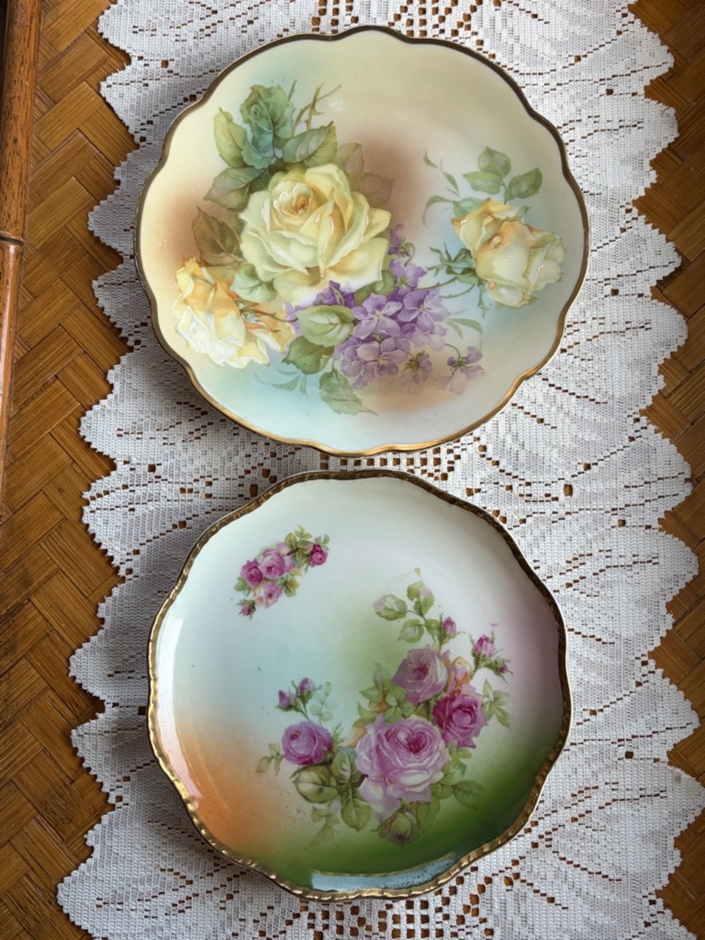 Vintage Bavaria Floral Plates Set Gold Trim Cottagecore Roses 🌹 - Picture 13 of 13
